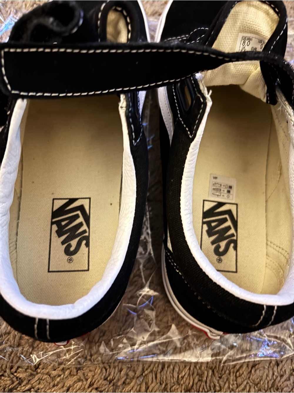 VANS BLACK & WHITE WITH VELCRO, UNISEX, size M8/W9.5 - Picture 8 of 9